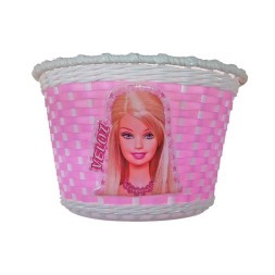 Корзина Hualong BS-03x6-12-WHP, для детского велосипеда, 12&amp;quot;-16&amp;quot;, крепление -руль, 235х165х155 мм, пластиковая, плетёная, бело-розовая