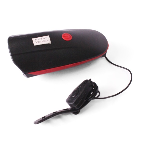 Фара велосипедная KMS, передняя, с выносным сигналом, USB, CREE LED, 250lm/140db, 3 функции, аккумулятор, комплект батареек, красный