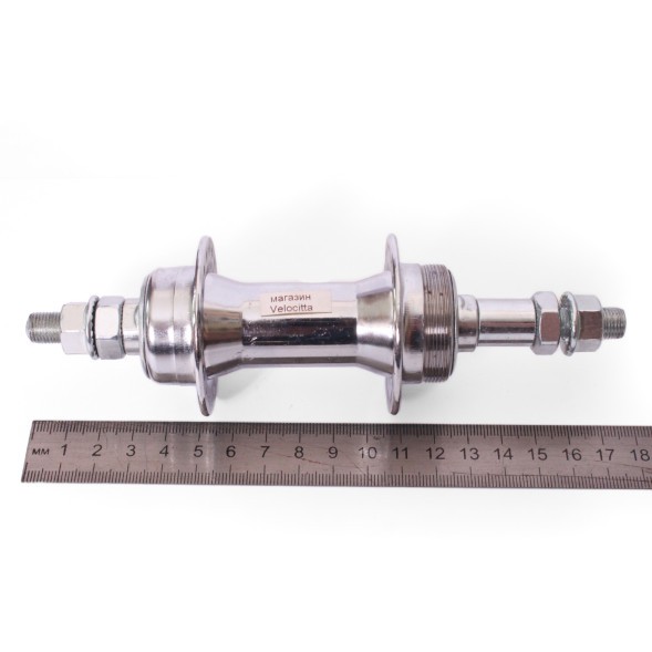 Втулка задняя 16 R, ось 3/8&amp;quot;х135x175 мм, сталь, под V-br, под трещотку, на гайках, 36H, серебристая