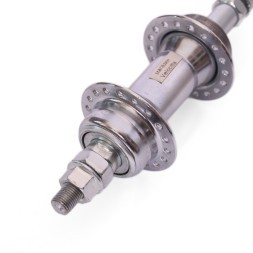 Втулка задняя 16 R, ось 3/8"х135x175 мм, сталь, под V-br, под трещотку, на гайках, 36H, серебристая