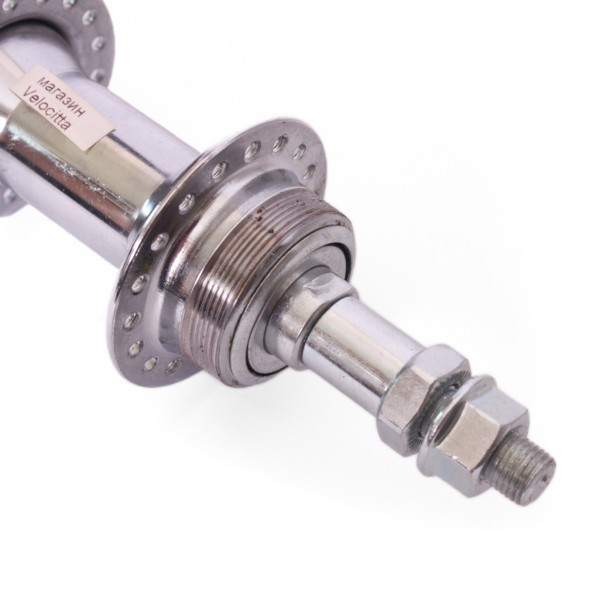 Втулка задняя 16 R, ось 3/8&amp;quot;х135x175 мм, сталь, под V-br, под трещотку, на гайках, 36H, серебристая