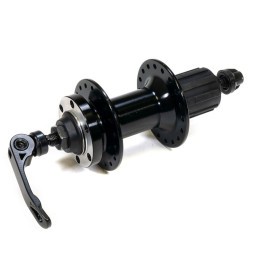 Втулка задняя A282RBQ-36, ось 3/8"х135x145 мм, алюминиевая, диск 6 болтов, под кассету 8/10скоростей, с эксцентриком, 36H,  промподшипники, Black