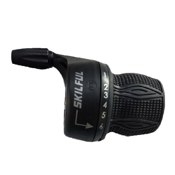 Переключатель велосипедный Skillful M100-6-BK, правый, ревошифт, 6 speed, трос 2050 мм, черный