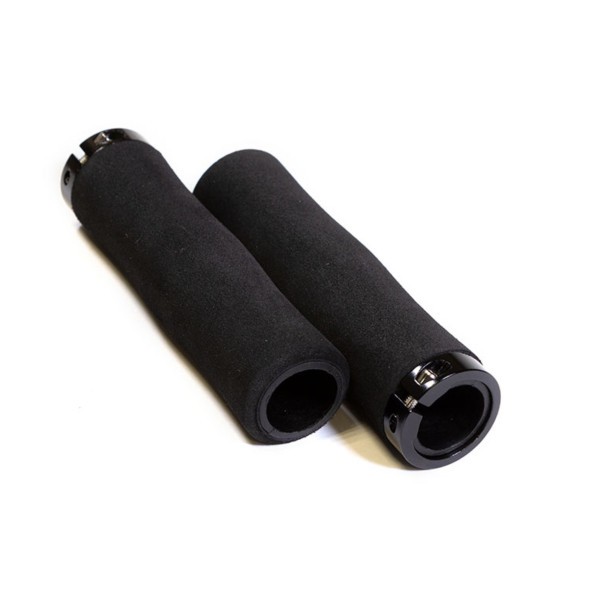 Грипсы велосипедные Hualong HL-G224-Black, полиуретановые, 130 мм, эргономические, алюминиевые фиксаторы, с заглушками руля, б/уп.