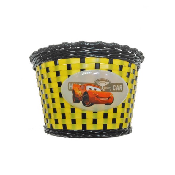 Корзина Hualong BS-02x2-12-BKYE &amp;quot;Car&amp;quot;, для детского велосипеда, 12&amp;quot;-16&amp;quot;, передняя, 235х165х155 мм, пластиковая, плетёная, черно-желтая