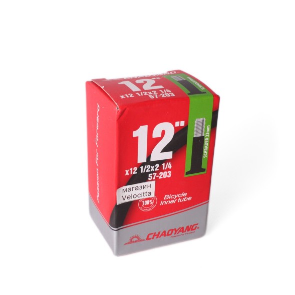 Камера велосипедная Chaoyang 12&amp;quot;x1/2x2 1/4 (57-203), AV 33 мм, бутил