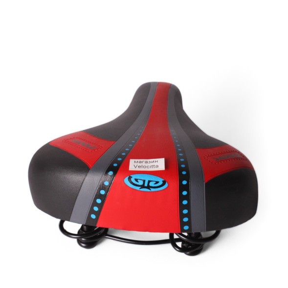 Седло велосипедное Saddle, подростковое, 190x210 мм, пружинное, с замком, черно-красный