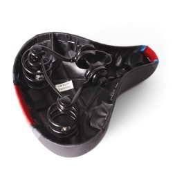 Седло велосипедное Saddle, подростковое, 190x210 мм, пружинное, с замком, черно-красный