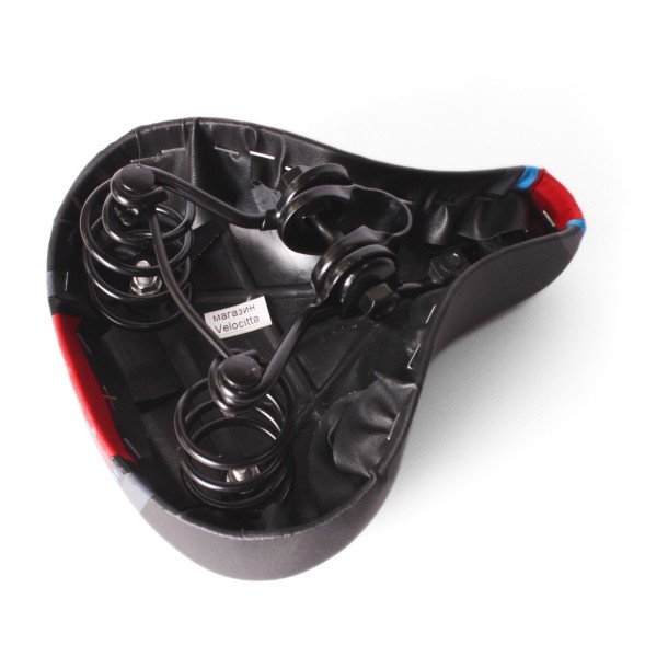 Седло велосипедное Saddle, подростковое, 190x210 мм, пружинное, с замком, черно-красный