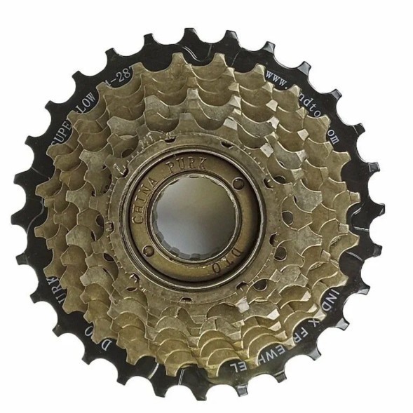 Трещотка велосипедная DTO FW-1002, 7 скоростей, 14-28T, Purk, коричневый/черный