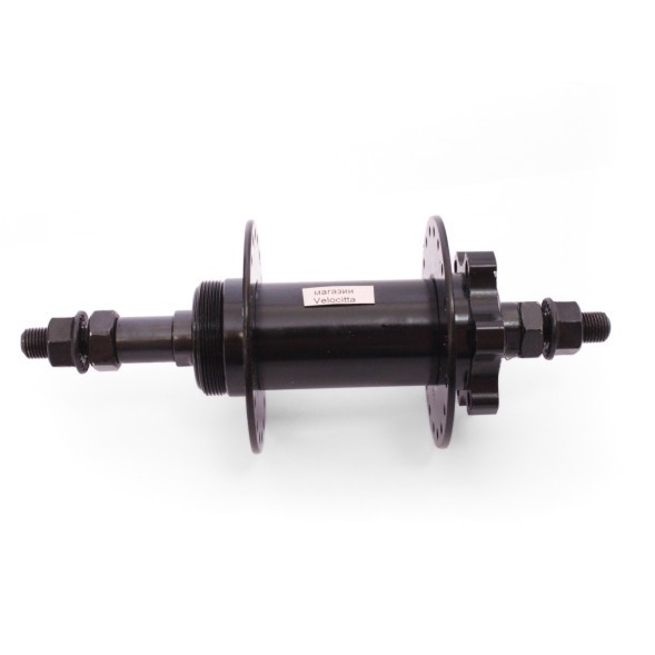 Веловтулка задняя 44 R, ось 3/8&amp;quot;х135x175 мм, стальная, Disk, под трещотку, с гайками, 36 отверстий, черная