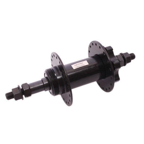 Веловтулка задняя 44 R, ось 3/8&amp;quot;х135x175 мм, стальная, Disk, под трещотку, с гайками, 36 отверстий, черная