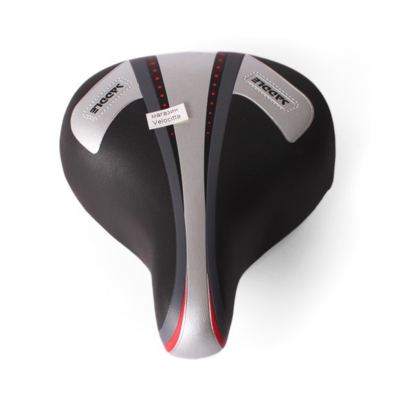 Седло велосипедное Saddle, подростковое, 190x210 мм, пружинное, с замком, черно-серый