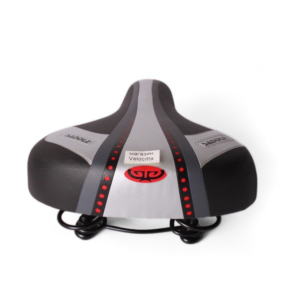 Седло велосипедное Saddle, подростковое, 190x210 мм, пружинное, с замком, черно-серый