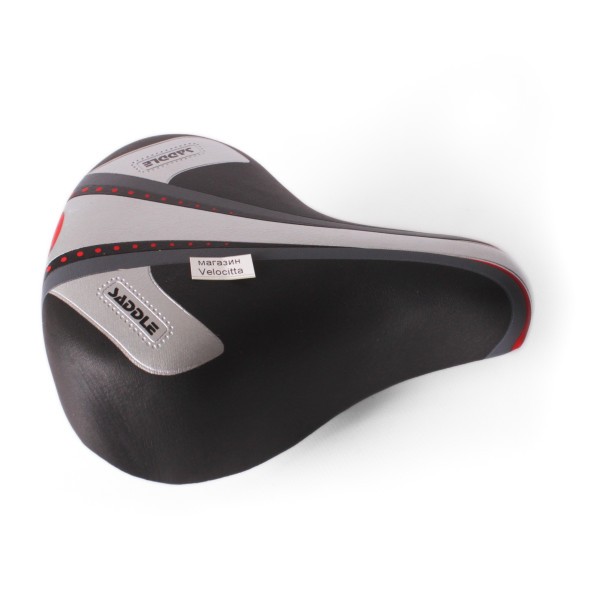 Седло велосипедное Saddle, подростковое, 190x210 мм, пружинное, с замком, черно-серый