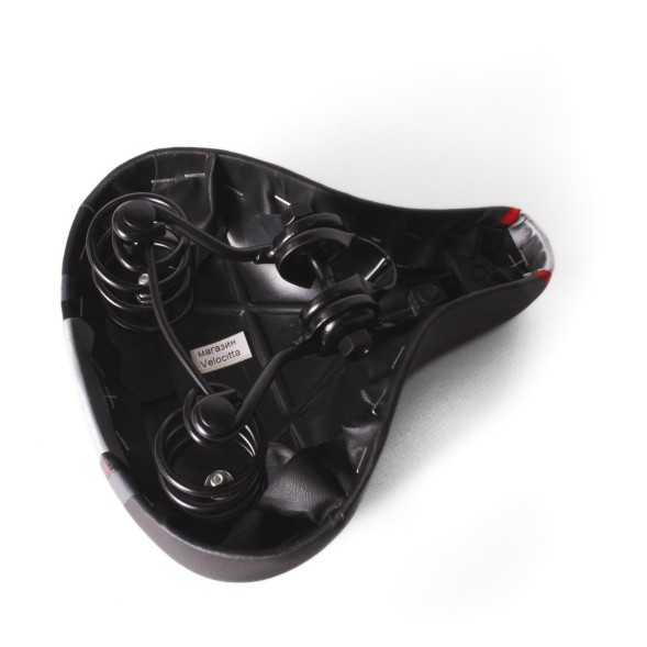 Седло велосипедное Saddle, подростковое, 190x210 мм, пружинное, с замком, черно-серый