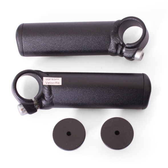 Рога на велоруль Zoom A27, 100 мм, алюминий, Lock On, черный, блистер