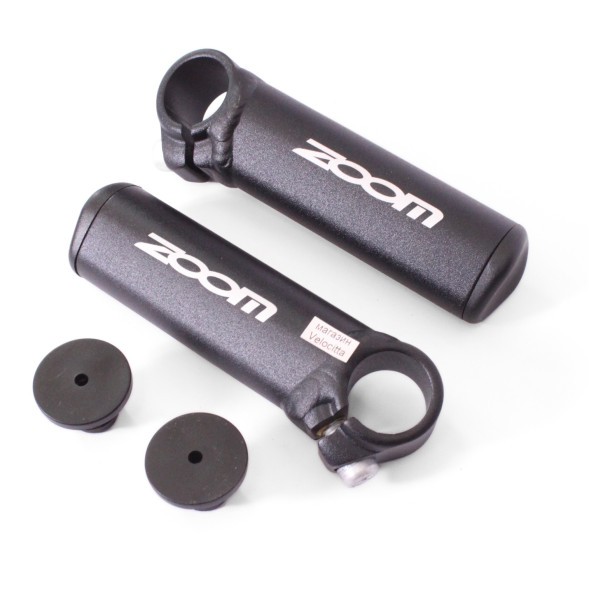 Рога на велоруль Zoom A27, 100 мм, алюминий, Lock On, черный, блистер