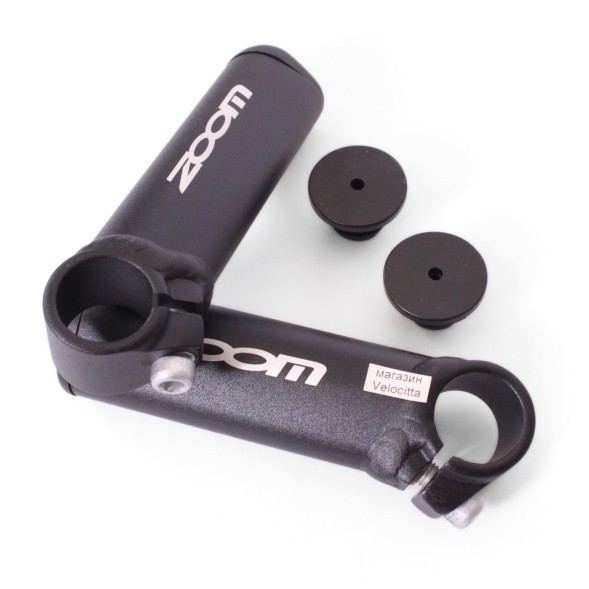 Рога на велоруль Zoom A27, 100 мм, алюминий, Lock On, черный, блистер