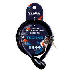 Велозамок Trix GK101.315-Techno, детский, с ключами 12×800 мм, блистер
