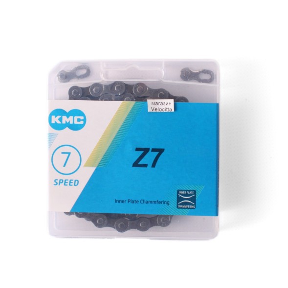 Цепь KMC (Z7), 1/2&amp;quot;x3/32&amp;quot;, 116 звен., 7 скор., с замком, аналоговый завод, в пластик. коробке