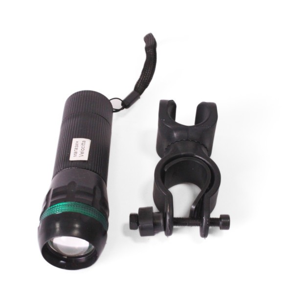 Фара для велосипеда KMS 7000, передняя, 3 режима, с меняющимся фокусом, 1 Вт, без батареек, AAAx3, зеленый