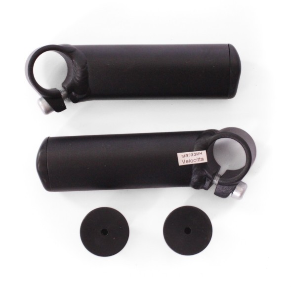 Рога велосипедные Zoom MT-A27, 100 мм, алюминиевые, Lock On, черный, блистер