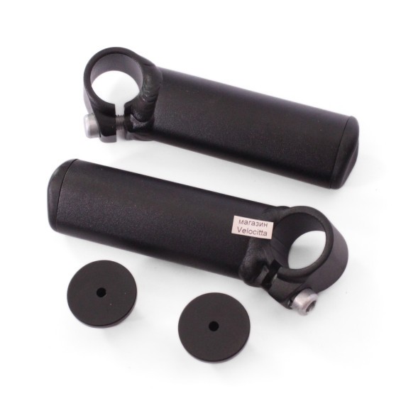 Рога велосипедные Zoom MT-A27, 100 мм, алюминиевые, Lock On, черный, блистер