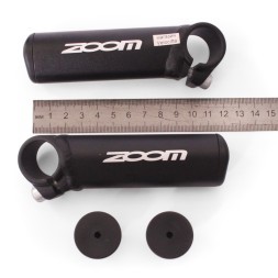 Рога велосипедные Zoom MT-A27, 100 мм, алюминиевые, Lock On, черный, блистер