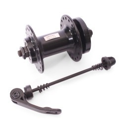 Втулка велосипедная A208FBQ, передняя, ось 3/8"х100x108 мм, алюминиевая, под диск 6 болтов, с эксцентриком, 36H, на промподшипниках, б/уп.