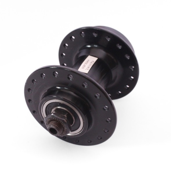 Втулка велосипедная A208FBQ, передняя, ось 3/8&amp;quot;х100x108 мм, алюминиевая, под диск 6 болтов, с эксцентриком, 36H, на промподшипниках, б/уп.