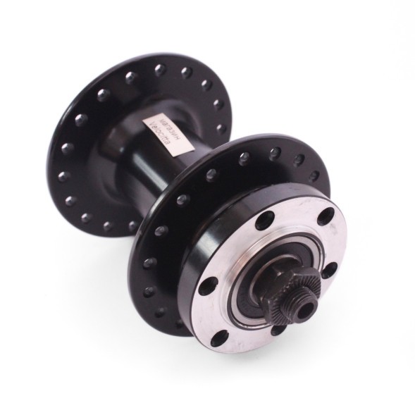 Втулка велосипедная A208FBQ, передняя, ось 3/8&amp;quot;х100x108 мм, алюминиевая, под диск 6 болтов, с эксцентриком, 36H, на промподшипниках, б/уп.