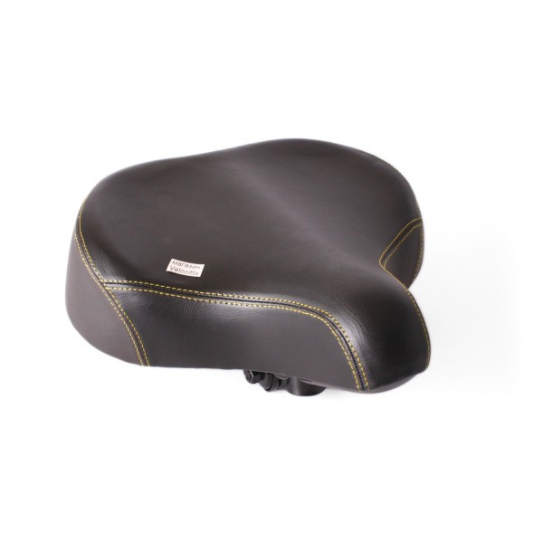 Седло велосипедное, широкое,  250x260 мм, пружины закрытого типа, с замком и катафотом, черное