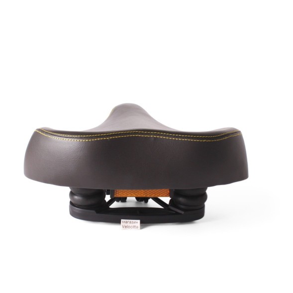 Седло велосипедное, широкое,  250x260 мм, пружины закрытого типа, с замком и катафотом, черное