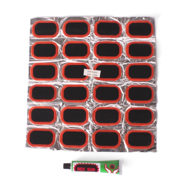 Аптечка велосипедная Red Sun RS2402, набор овальных латок, 42 мм, 24 шт, клей