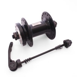 Втулка передняя A208FQ, ось 3/8"х100x108 мм, алюминиевая, под диск 6 болтов, с эксцентриком, 36 отверстий, торг. уп.