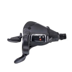 Манетка/шифтер велосипедный MicroShift TS39-2-L2, левый, 2 скорости, с индикатором, трос 1800 мм, черный