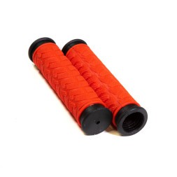 Ручки велосипедные на руль Hualong HL-G49-Red, резиновые, 125 мм, 2-х компонентные, с черным кантом, торг. уп.
