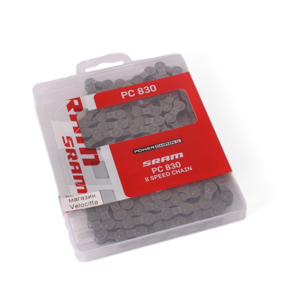 Цепь велосипедная Sram PC-830, PowerLink, 8 скоростей, 114 звеньев, с замком
