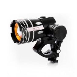 Фара велосипедная, AL, АКБ, 1 LED, USB Rechargeable, IPX3, регулируемая линза, яркий, черный