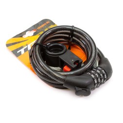 Замок противоугонный Trix GK102.705B-КОД, 12×1200 мм, трос стальной, кодовый, в пластиковой оболочке, Black