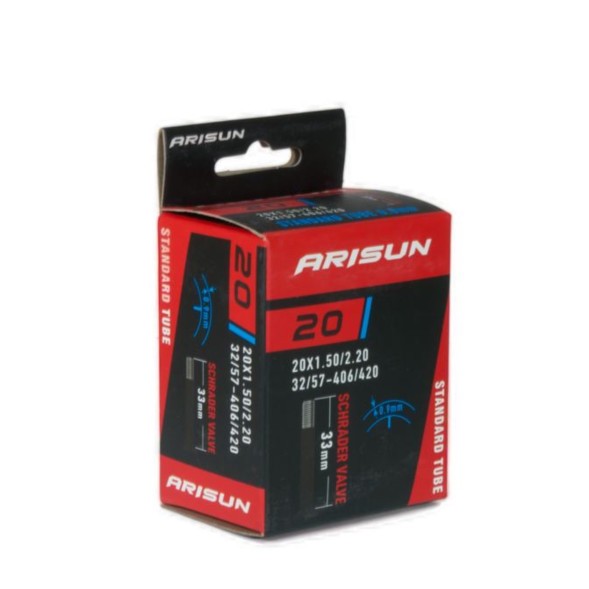 Камера велосипедная Arisun Standard U010502, 20&amp;quot;x1.50/2.20 (32/57-406/420), AV-33 мм, бутил 0.9 мм, коробка