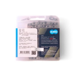 Цепь для велосипеда KMC (Х10), 1/2x11/128&amp;quot;, 116 звеньев, 10 скоростей, с замком, (аналоговый завод)