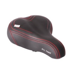 Седло велосипедное ALLTime "Комфорт" 195x260 мм, закрытые пружины, со встроенным габаритом (2 режима), черно-красный