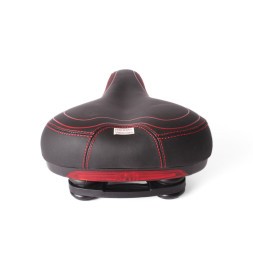 Седло велосипедное ALLTime "Комфорт" 195x260 мм, закрытые пружины, со встроенным габаритом (2 режима), черно-красный