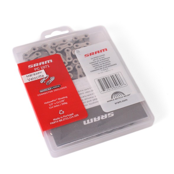 Велосипедная цепь Sram PC-1071, 10 скоростей, 114 звеньев, с замком
