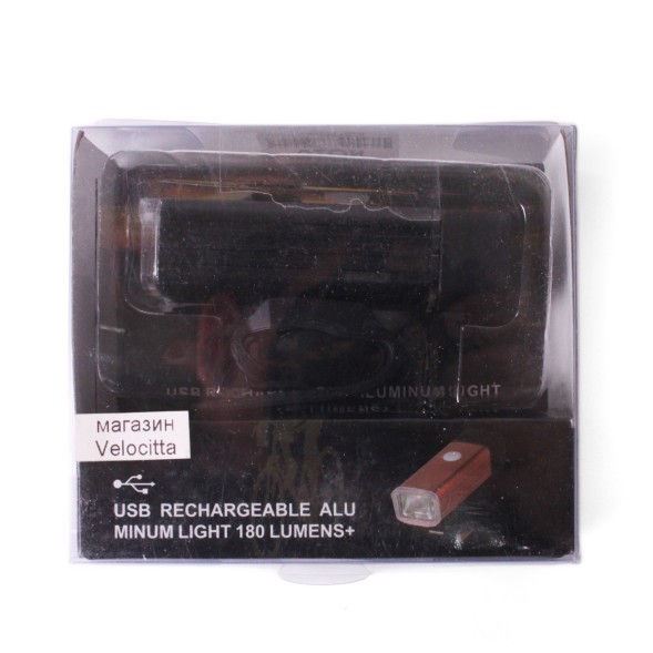 Фара велосипедная Machfally 888, передняя, алюминий, 180 lumens, USB, аккумулятор, LED, 4 режима, черный