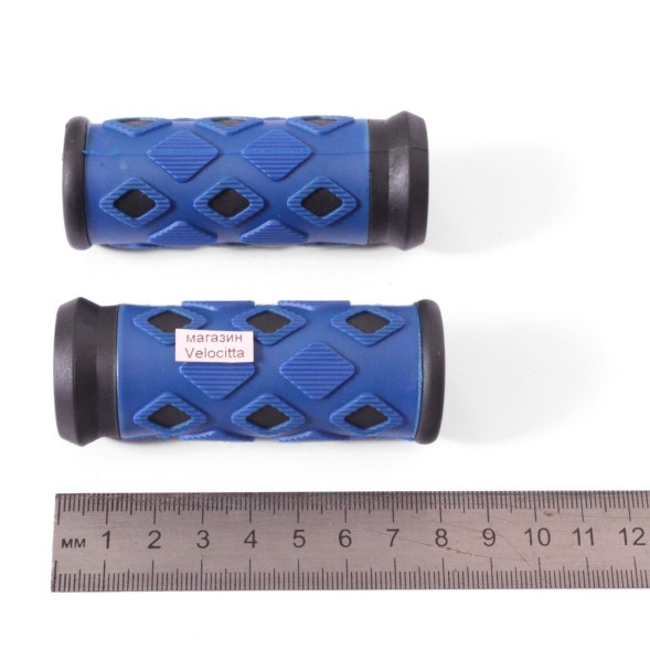 Грипсы велосипедные резиновые SR-39, 80 мм, 2-х компонентные, черный/синий