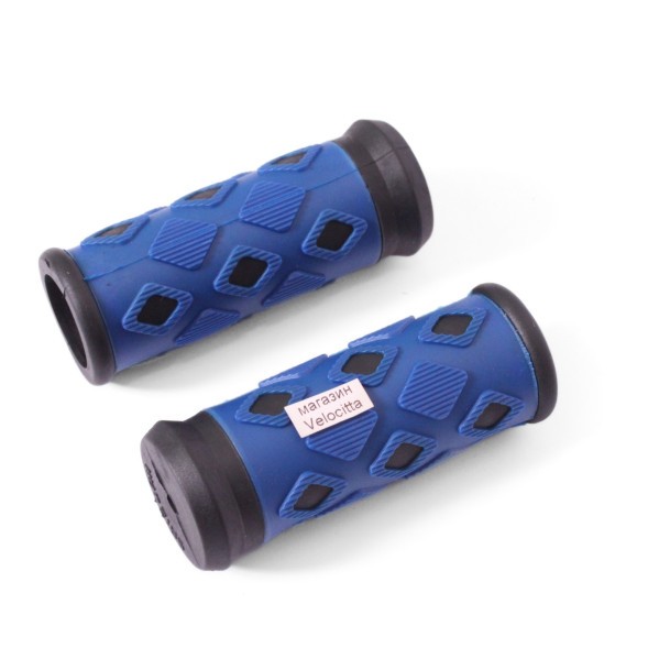 Грипсы велосипедные резиновые SR-39, 80 мм, 2-х компонентные, черный/синий