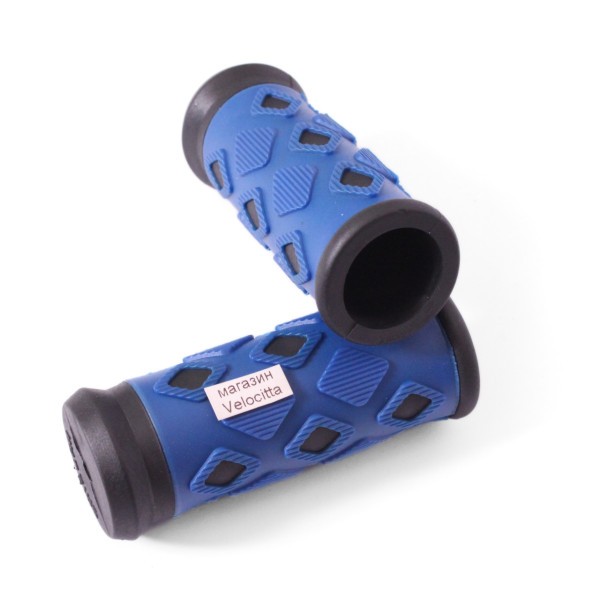 Грипсы велосипедные резиновые SR-39, 80 мм, 2-х компонентные, черный/синий